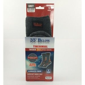 35° Below Thermal Socks Aluminized Fibers Nylon Warming 1 Pair Grey Small/Medium
